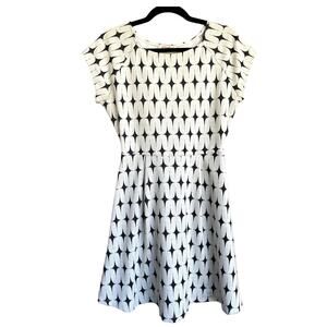 Renee C, Size Medium, Addae Knit Dress, Black & White, Fit and Flare, Retro